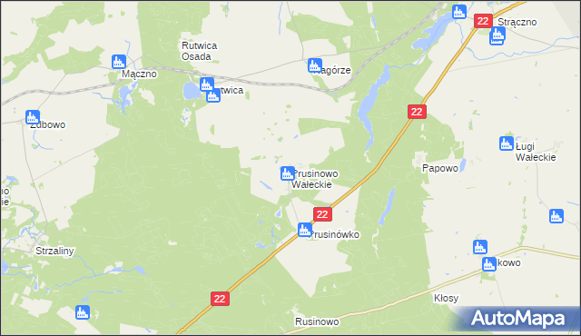 mapa Prusinowo Wałeckie, Prusinowo Wałeckie na mapie Targeo