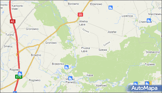 mapa Pruska Łąka, Pruska Łąka na mapie Targeo