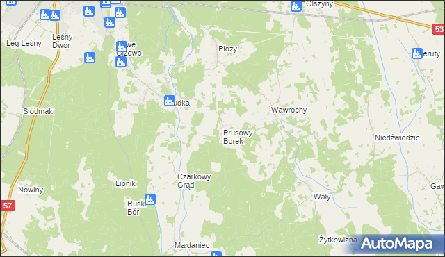 mapa Prusowy Borek, Prusowy Borek na mapie Targeo