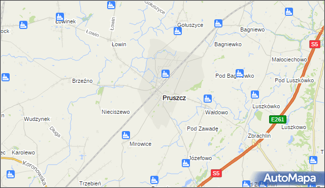 mapa Pruszcz powiat świecki, Pruszcz powiat świecki na mapie Targeo