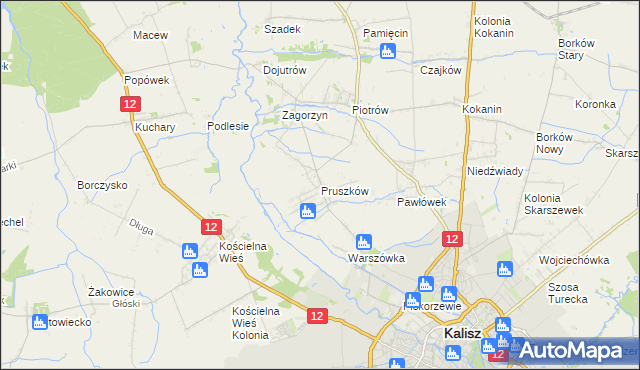 mapa Pruszków gmina Blizanów, Pruszków gmina Blizanów na mapie Targeo