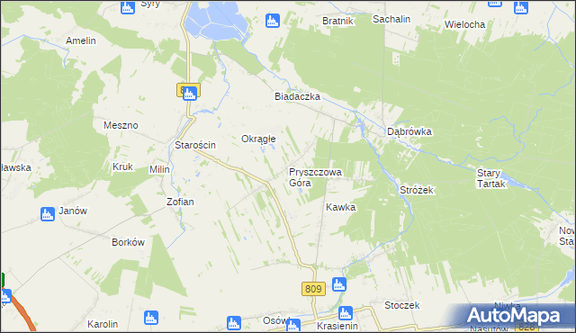 mapa Pryszczowa Góra, Pryszczowa Góra na mapie Targeo