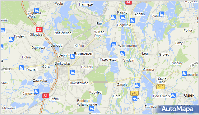 mapa Przecieszyn, Przecieszyn na mapie Targeo