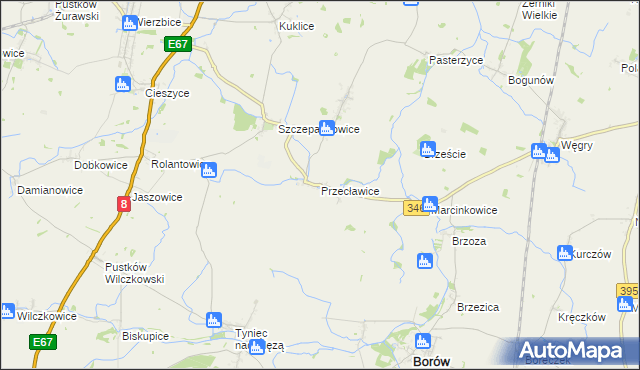 mapa Przecławice gmina Żórawina, Przecławice gmina Żórawina na mapie Targeo