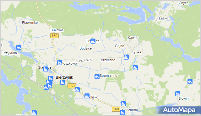 mapa Przeczno gmina Bierzwnik, Przeczno gmina Bierzwnik na mapie Targeo