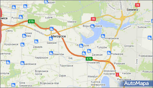 mapa Przeczyce, Przeczyce na mapie Targeo