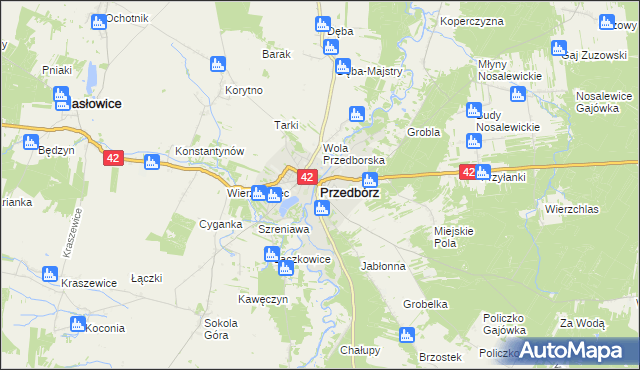 mapa Przedbórz powiat radomszczański, Przedbórz powiat radomszczański na mapie Targeo