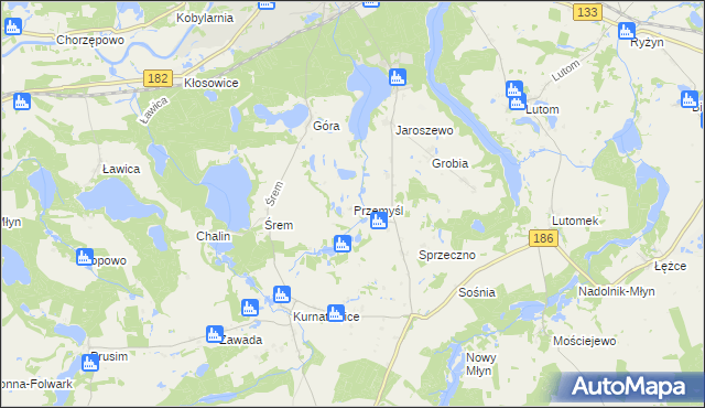 mapa Przemyśl gmina Sieraków, Przemyśl gmina Sieraków na mapie Targeo