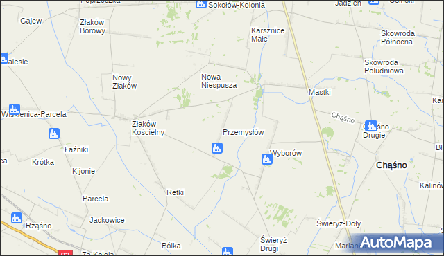 mapa Przemysłów gmina Chąśno, Przemysłów gmina Chąśno na mapie Targeo