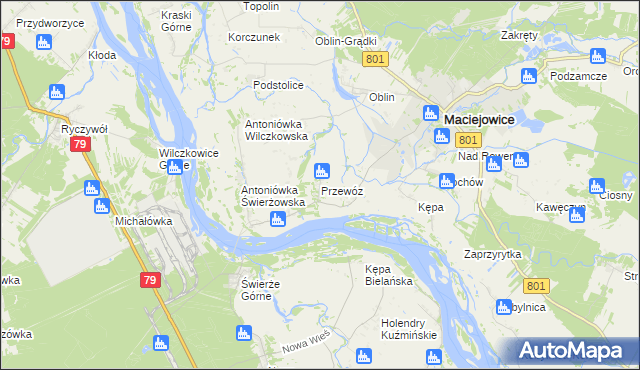 mapa Przewóz gmina Maciejowice, Przewóz gmina Maciejowice na mapie Targeo