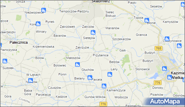 mapa Przybenice, Przybenice na mapie Targeo