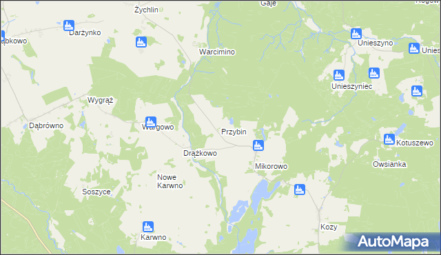 mapa Przybin, Przybin na mapie Targeo