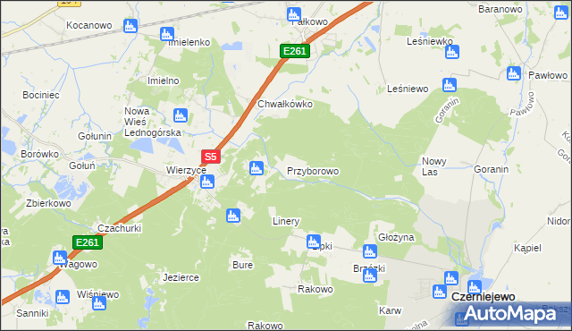 mapa Przyborowo gmina Łubowo, Przyborowo gmina Łubowo na mapie Targeo