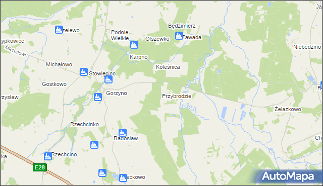 mapa Przybrodzie gmina Główczyce, Przybrodzie gmina Główczyce na mapie Targeo