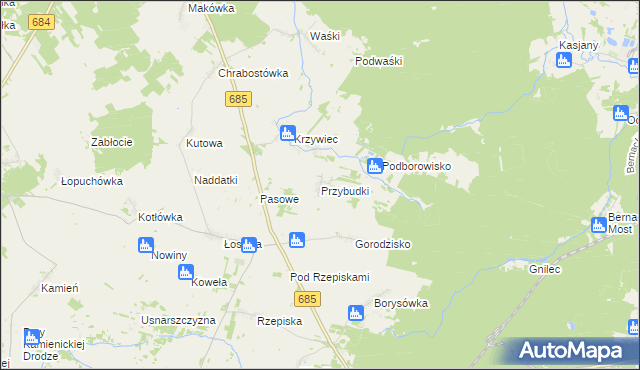 mapa Przybudki, Przybudki na mapie Targeo
