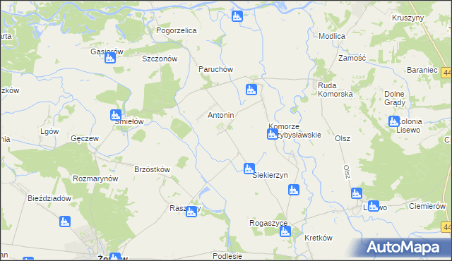 mapa Przybysław gmina Żerków, Przybysław gmina Żerków na mapie Targeo