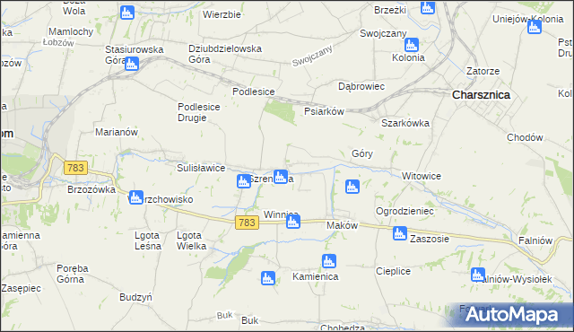 mapa Przybysławice gmina Gołcza, Przybysławice gmina Gołcza na mapie Targeo