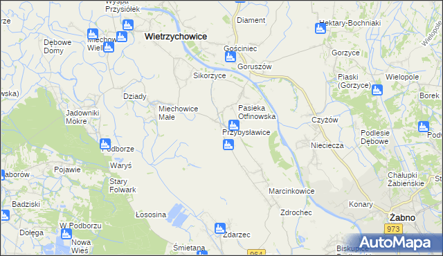 mapa Przybysławice gmina Radłów, Przybysławice gmina Radłów na mapie Targeo