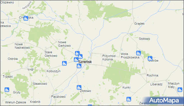 mapa Przychód gmina Szreńsk, Przychód gmina Szreńsk na mapie Targeo