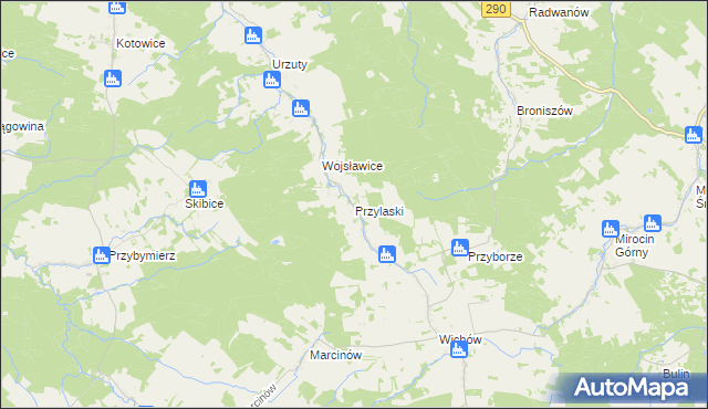 mapa Przylaski gmina Brzeźnica, Przylaski gmina Brzeźnica na mapie Targeo