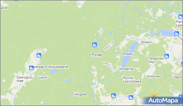 mapa Przyłęg gmina Trzcianka, Przyłęg gmina Trzcianka na mapie Targeo