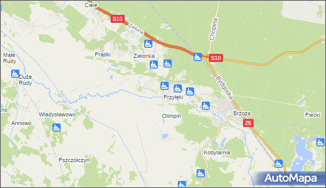 mapa Przyłęki gmina Białe Błota, Przyłęki gmina Białe Błota na mapie Targeo