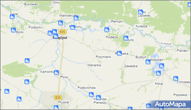 mapa Przymiarki gmina Księżpol, Przymiarki gmina Księżpol na mapie Targeo