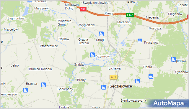 mapa Przymiłów, Przymiłów na mapie Targeo