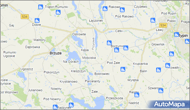 mapa Przyrowa gmina Brzuze, Przyrowa gmina Brzuze na mapie Targeo