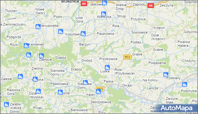 mapa Przytkowice, Przytkowice na mapie Targeo