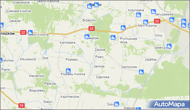 mapa Psary gmina Sławno, Psary gmina Sławno na mapie Targeo