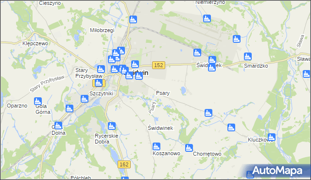 mapa Psary gmina Świdwin, Psary gmina Świdwin na mapie Targeo