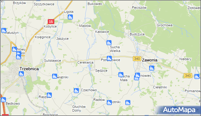 mapa Pstrzejowice, Pstrzejowice na mapie Targeo