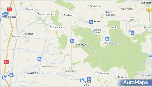 mapa Pszczonki, Pszczonki na mapie Targeo