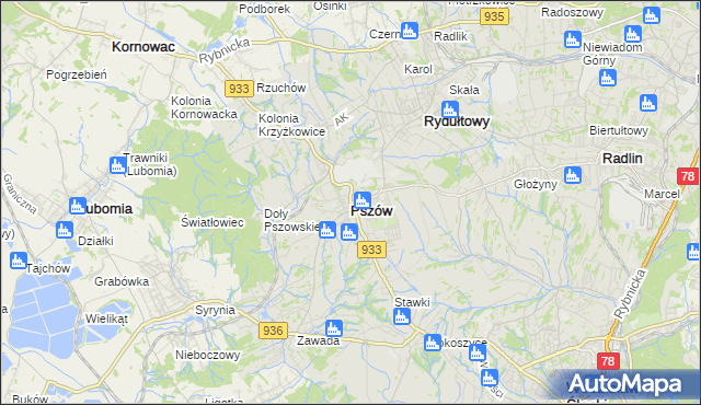 mapa Pszów, Pszów na mapie Targeo