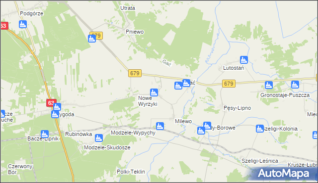 mapa Puchały gmina Łomża, Puchały gmina Łomża na mapie Targeo