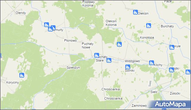 mapa Puchały Stare, Puchały Stare na mapie Targeo