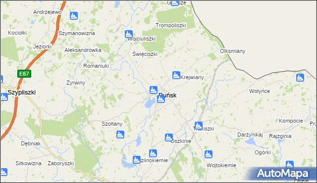 mapa Puńsk, Puńsk na mapie Targeo