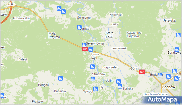 mapa Puste Łąki, Puste Łąki na mapie Targeo