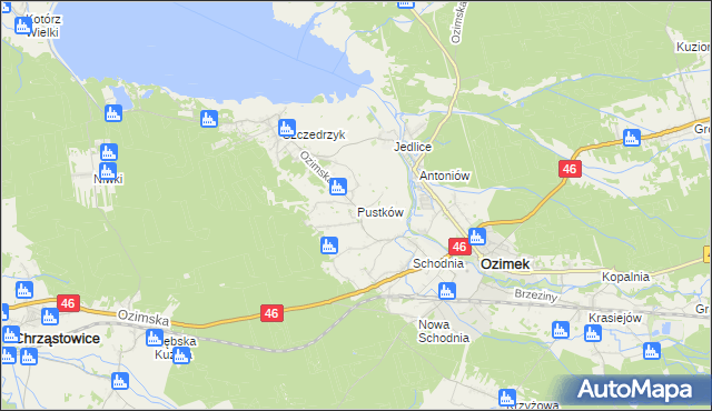 mapa Pustków gmina Ozimek, Pustków gmina Ozimek na mapie Targeo