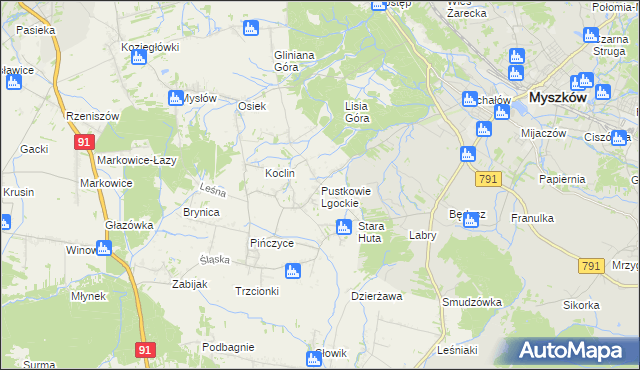 mapa Pustkowie Lgockie, Pustkowie Lgockie na mapie Targeo