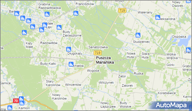 mapa Puszcza Mariańska, Puszcza Mariańska na mapie Targeo