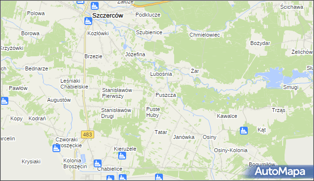 mapa Puszcza Osińska, Puszcza Osińska na mapie Targeo