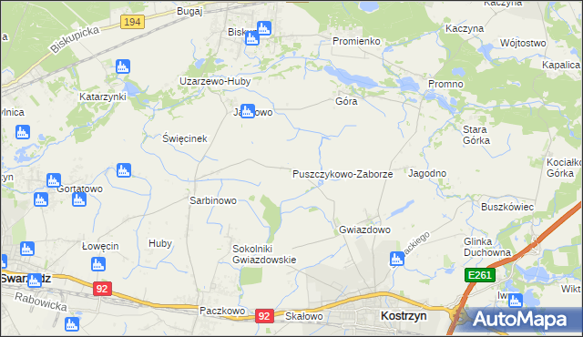 mapa Puszczykowo-Zaborze, Puszczykowo-Zaborze na mapie Targeo