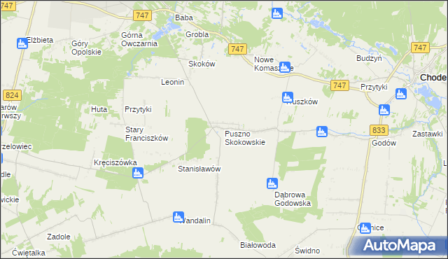 mapa Puszno Skokowskie, Puszno Skokowskie na mapie Targeo
