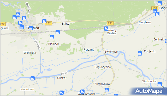 mapa Pyrzany, Pyrzany na mapie Targeo