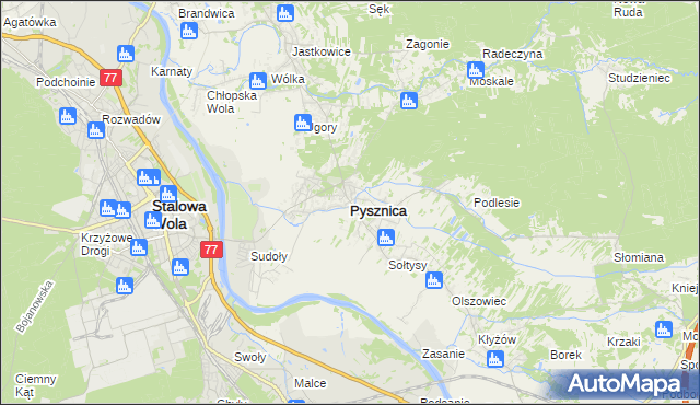 mapa Pysznica, Pysznica na mapie Targeo