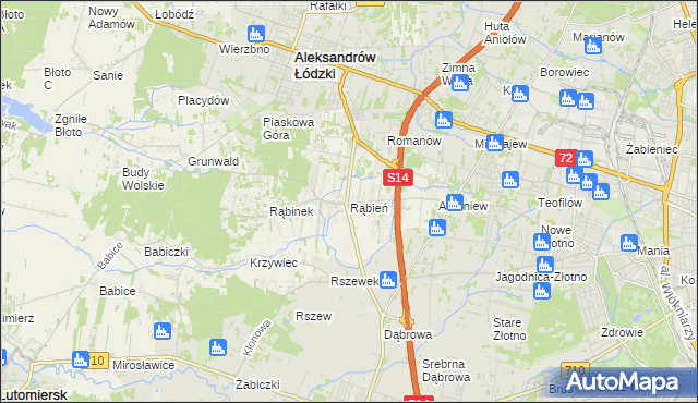 mapa Rąbień, Rąbień na mapie Targeo