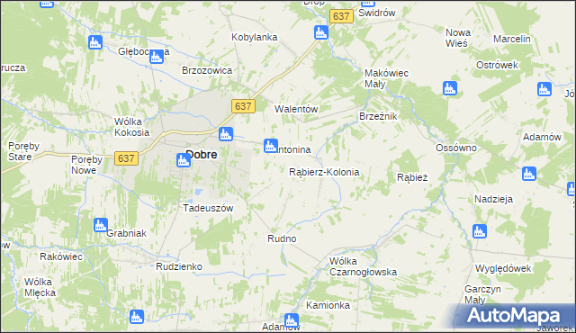 mapa Rąbierz-Kolonia, Rąbierz-Kolonia na mapie Targeo