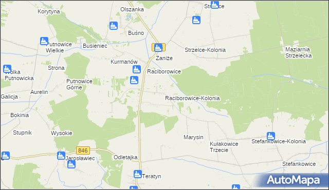 mapa Raciborowice-Kolonia, Raciborowice-Kolonia na mapie Targeo